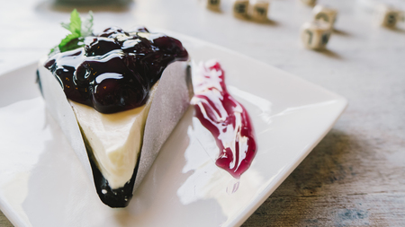 Close up of Blueberry cheese pie.の写真素材