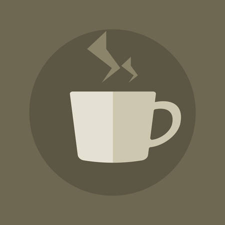 Flat coffee cup icon with smoke. Digital illustration created without reference image.のイラスト素材