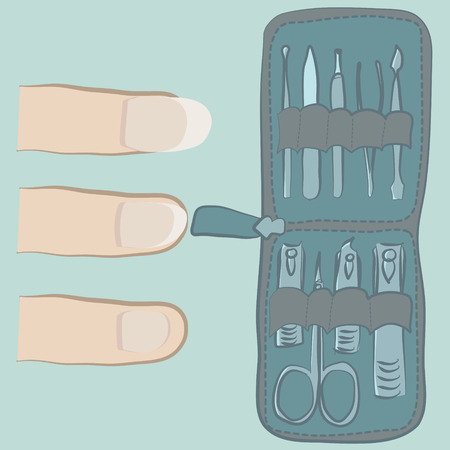 Nail cutter set with fingersのイラスト素材