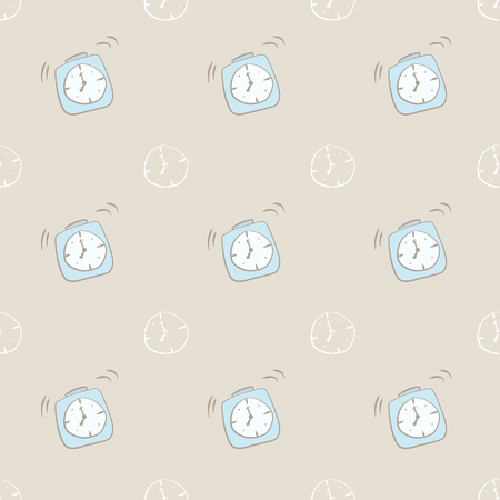Doodle alarm clock seamless pattern backgroundのイラスト素材