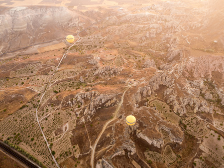 GOREME, TURKEYâ SEPTEMBER 16 2016: Balloon tour in morning sunrise.のeditorial素材