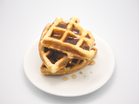 Close up of homemade pancake on white background.の写真素材