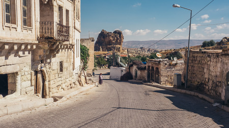 Ortahisar, Nevsehir, Turkey - September 16, 2016: Lime stone town of Ortahisar village.のeditorial素材