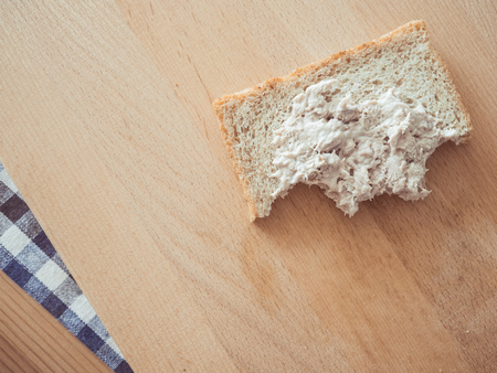 Making Tuna sandwich as simple and fast breakfast.の写真素材