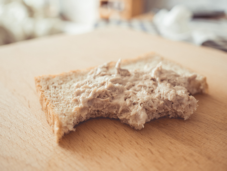 Making Tuna sandwich as simple and fast breakfast.の写真素材