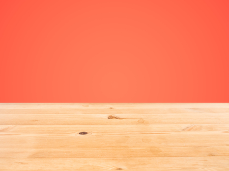 Pine wooden desk with color background and big copyspace.の写真素材