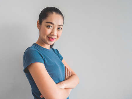 Smile Asian woman face feeling happy and impress.の写真素材