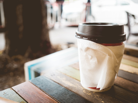 Hot coffee cup on table at afternoon break time.の写真素材