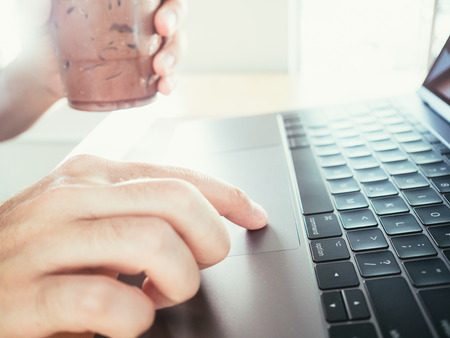 Man hands typing on laptop.の写真素材