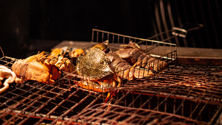 Fresh tropical seafood crabs grilled barbecue for dinner.の写真素材