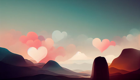 Abstract colorful wallpaper in concept of romantic valentine. Generative AI.の写真素材