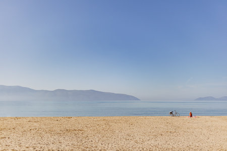 Sea and beach landscape of Vlore city, Albania.の写真素材