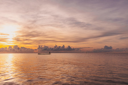 Morning scene of villager fish net in Songkhla lake, Phatthalung, Thailand.の写真素材