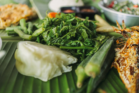 Nasi Hidang Kampung or traditional southern Thailand food in Pattani.の写真素材