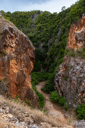 Khao Khuha Mountain and canyon in Chumphon, Thailand.の写真素材
