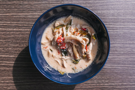 Tom kha kai Thai coconut soup is a spicy and sour hot soup with coconut milk.の写真素材