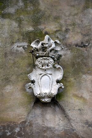 Coat of arms in ancient stoneの写真素材