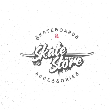 Skate store badge, skateboards & accessories. Skate, badge, sign, symbol, emblem.のイラスト素材