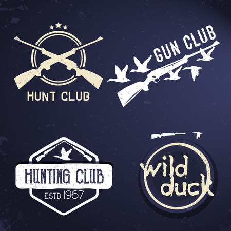 Collection of hunting labels, emblems, badges, design elements.のイラスト素材