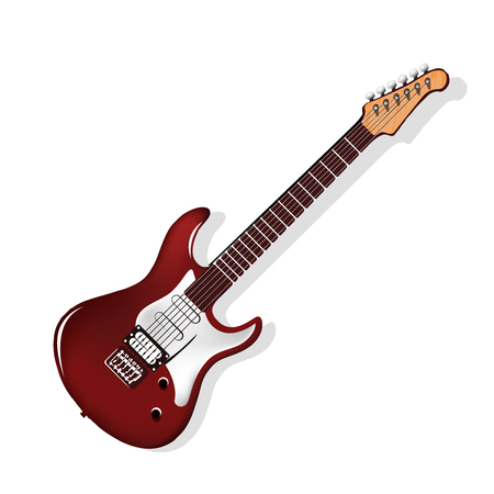 Realistic high detailed electric guitar isolated on white background. Rock guitar, vector illustration.のイラスト素材