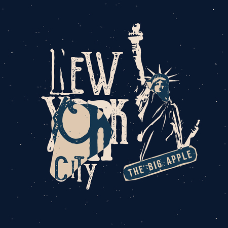 New York apparel design, print for t-shirt. Vintage retro illustration. Typography design.のイラスト素材