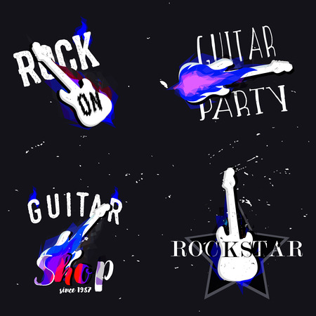 Rock themed modern insignia. Rock logos, rock badges, rock labrels.のイラスト素材