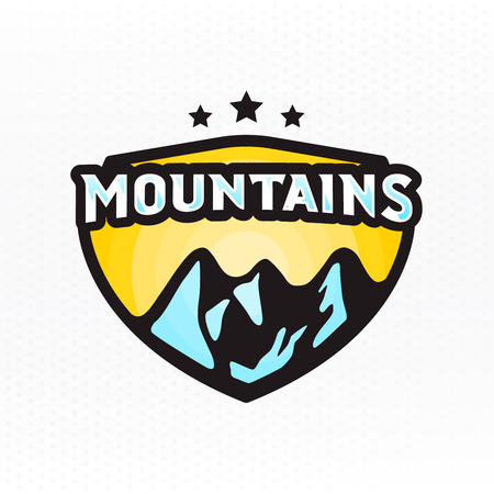 Mountains - colorful badge for clothing. Vector illustration.のイラスト素材