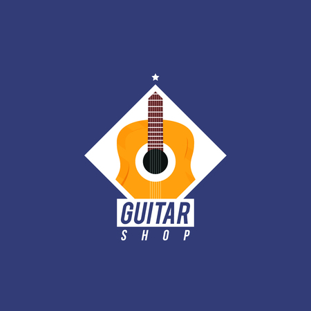 Guitar shop. concept with a part of guitar inside the rhombus. Modern music shop badgeのイラスト素材