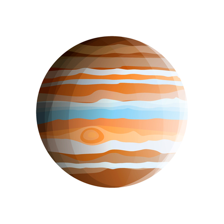 Gas giant - planet Jupiter (biggest Solar System planet) drawn in realistic style, isolated on white backgroundのイラスト素材