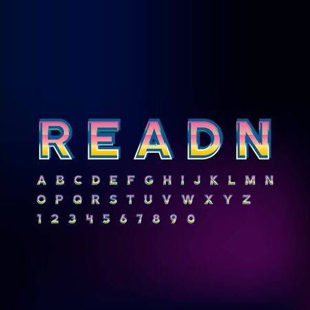 Trendy colorful alphabet created in modern style. Futuristic gradient font effectのイラスト素材