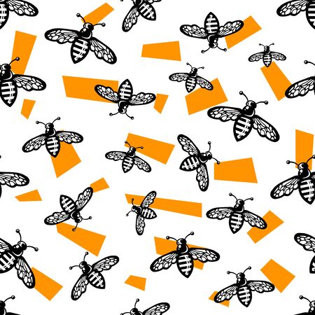 Beautiful bee seamless pattern, great design for any purposes. Vector vintage pattern.のイラスト素材