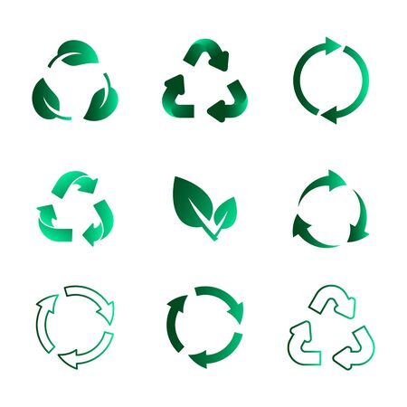 Set of recycling icons. Biodegradable, recyclable, compostable, reuse icons.のイラスト素材