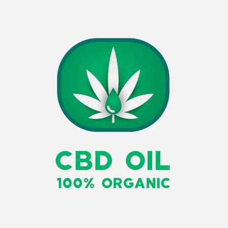 CBD oil icon with cannabis leaf. Medical CBD oil logotype.のイラスト素材