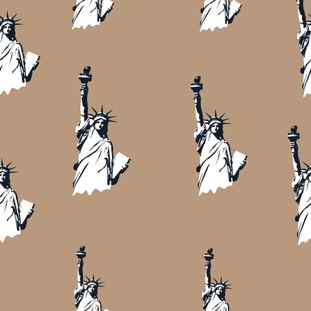 Statue of liberty pattern in vintage style on white background.のイラスト素材