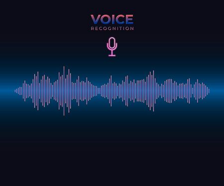 Voice recognition sound wave visualisation, modern banner for sound projects and hi tech projectsのイラスト素材
