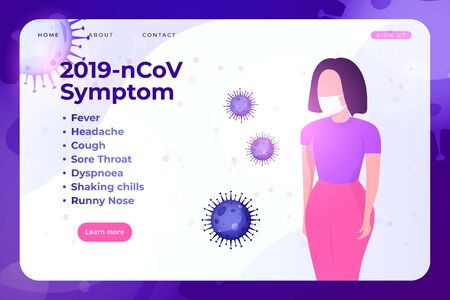 Coronavirus symptom infographic with doctor in mask.のイラスト素材