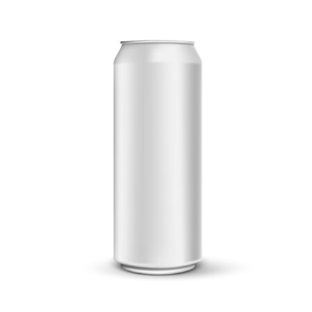 3d vector realistic metal can isolated on white background, beer aluminium can with shadows and realistic textureのイラスト素材
