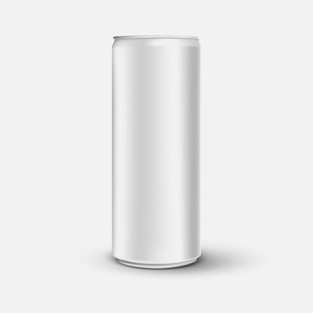 Blank 3d realistic aluminium can mock up, high detailed beer metal can isolated on white backgroundのイラスト素材