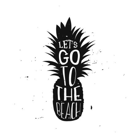 Lets go to the beach summer design with pineapple.のイラスト素材