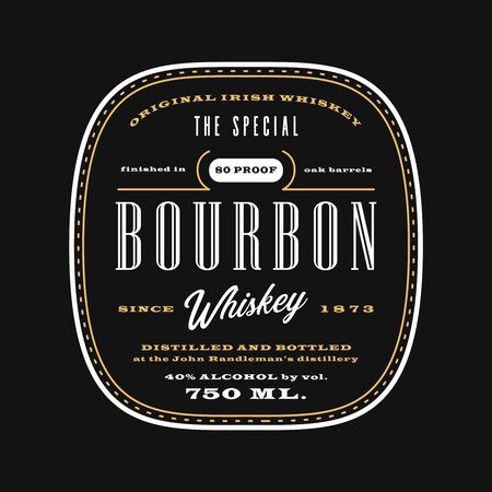 Vintage western alcohol beverage label, bourbon whiskey label template blackboard.のイラスト素材