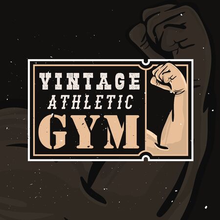 Vintage athlete gym  in retro style with grunge effectのイラスト素材