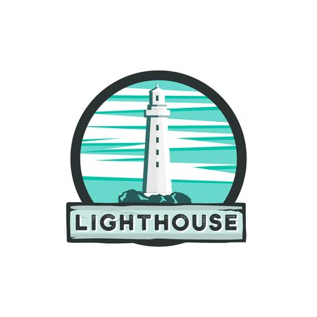 Lighthoise  concept with text on a wooden background in rustic style.のイラスト素材