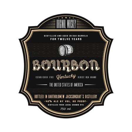 Vintage frame whiskey label design, vector beverage bourbon  label.のイラスト素材