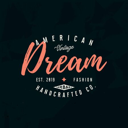 vintage text apparel design for apparel, t-shirt print with grunge effect. Clothing label, t-shirt designのイラスト素材