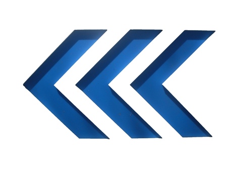  Directional to left  3 blue color arrows mark