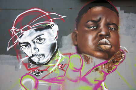 Detail of fresh and colorful graffiti on the wall in istiklal avenue, Istanbul, Turkeyのeditorial素材