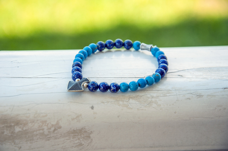 on the wood bead braceletの写真素材