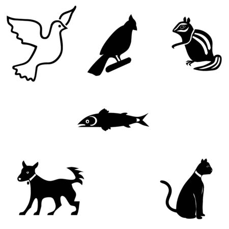 Animal and fish iconsの写真素材