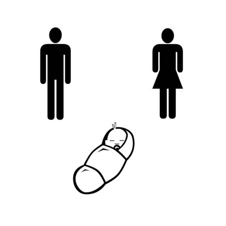 Young family illustrationの写真素材