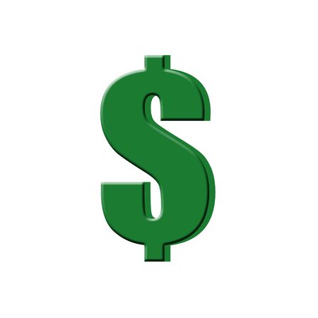 Three dimensional dollar sign on white backgroundの写真素材